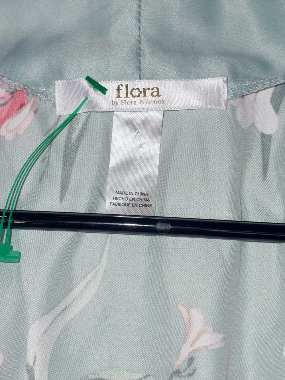 NWT Flora by Flora Nikrooz Floral Satin Wrap Robe Lace Trim Large - Picture 5 of 9